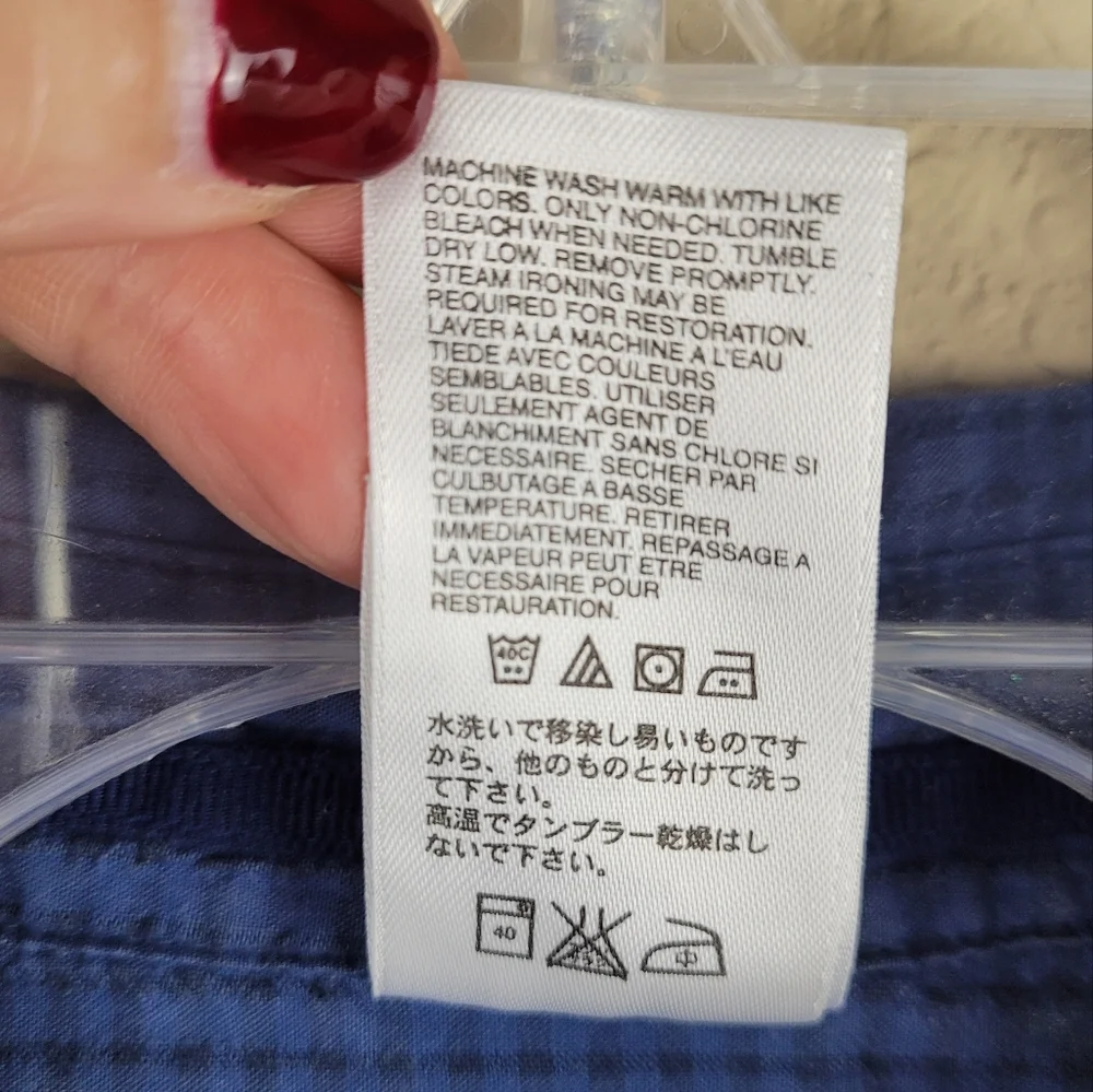 The North Face Shirt Men‎ M Blue/Black Micro-Ginham Short Sleeve Button Up